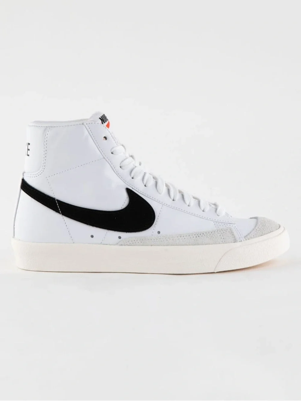Nike White and Black High-Top Sneakers with Orange Tongue Accent - Picture 2 of 4